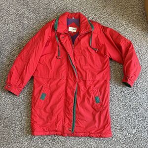 Vintage Red French Navy Chore Barn Coat Jacket Size M Full Zip Quilted Padded